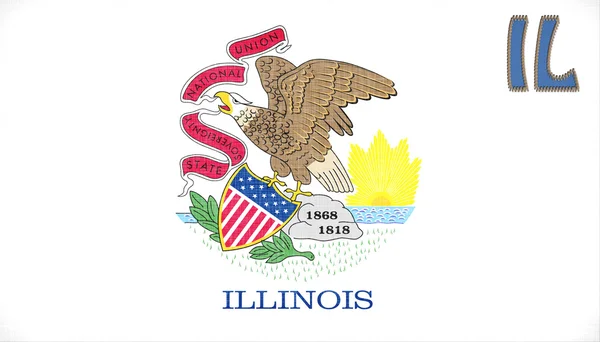 Linen flag of the US state of Illinois — Stock Photo, Image
