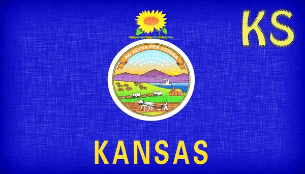 Linen flag of the US state of Kansas — Stock Photo, Image