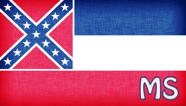 Linen flag of the US state of Mississippi — Stock Photo, Image