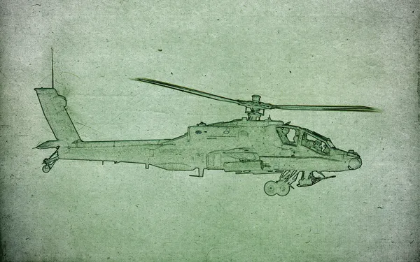 Desenho de um helicóptero de combate — Fotografia de Stock