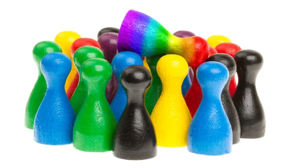 Pawn in de kleuren van de Regenboogvlag — Stockfoto