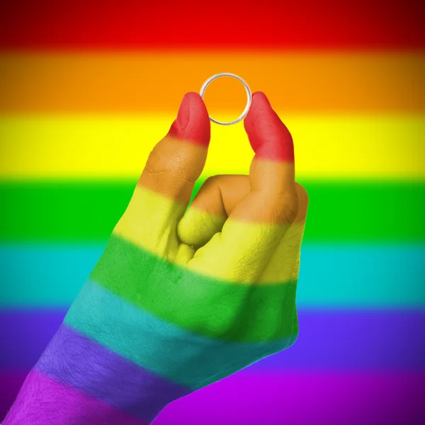 Homoseksuele man bedrijf ring — Stockfoto
