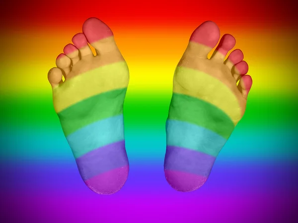 虹の旗パターンで足 — ストック写真
