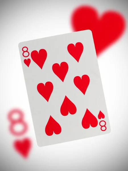 Jouer à la carte, huit de cœur — Photo