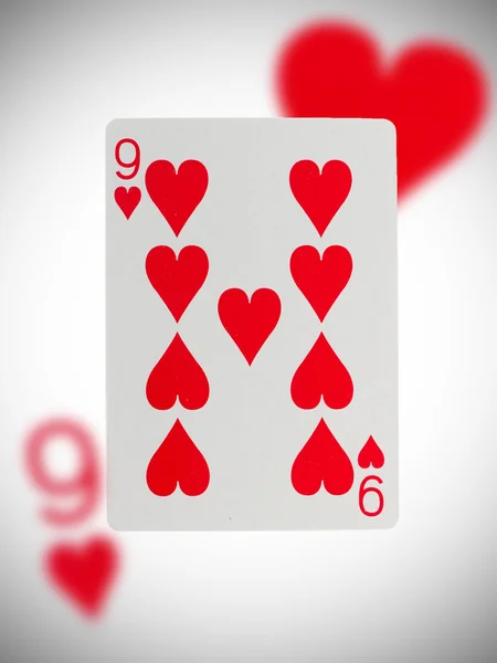 Playing card, nine of hearts — Stock Photo, Image