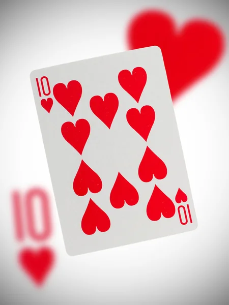 Hrací karta, srdcová desítka — Stock fotografie