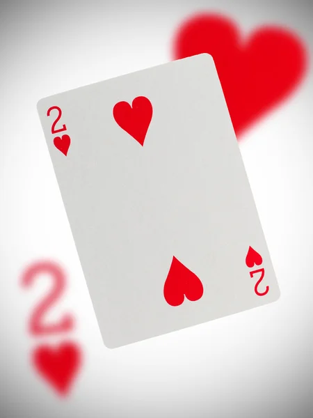 Jugando a las cartas, dos de corazones —  Fotos de Stock