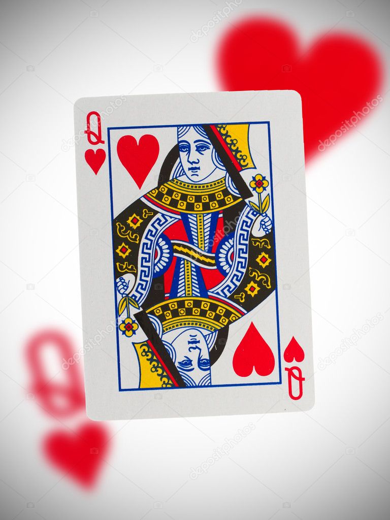 Playing card, queen of hearts