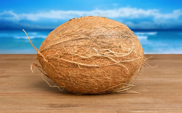 Coconut on wood — Stock Photo, Image