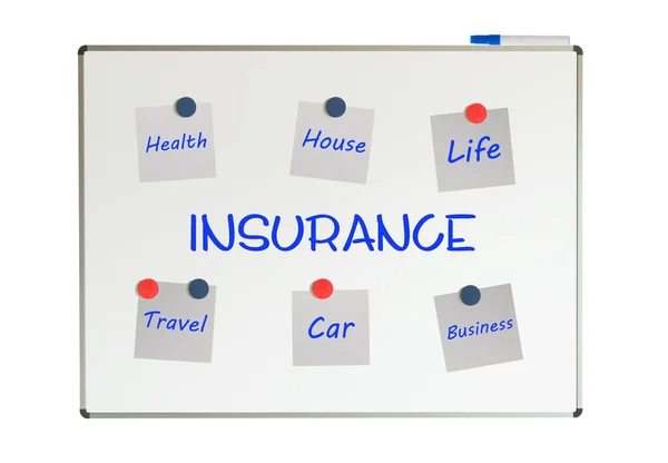 Gráfico de seguro com papéis e ímãs — Fotografia de Stock