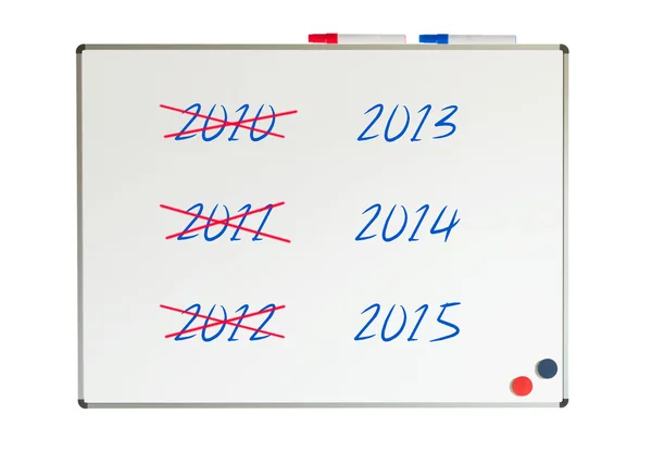 Kalender (år) skriven på en whiteboard — Stockfoto