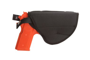 kirli kırmızı eğitim silah üzerinde beyaz izole