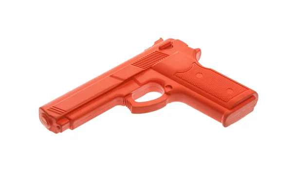 Sujo vermelho formação arma isolado no branco — Fotografia de Stock