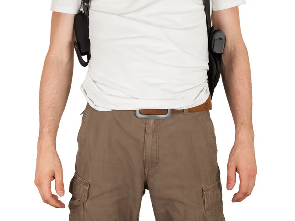 Close-up of a man with holster and a gun — Stock Photo, Image