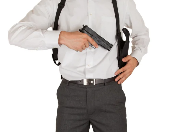Agente dei servizi segreti con una pistola — Foto Stock