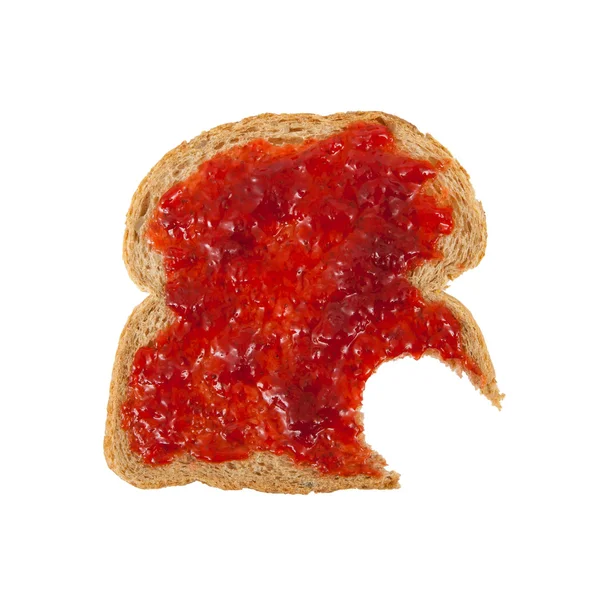 Scheibe braunes Brot mit Marmelade — Stockfoto