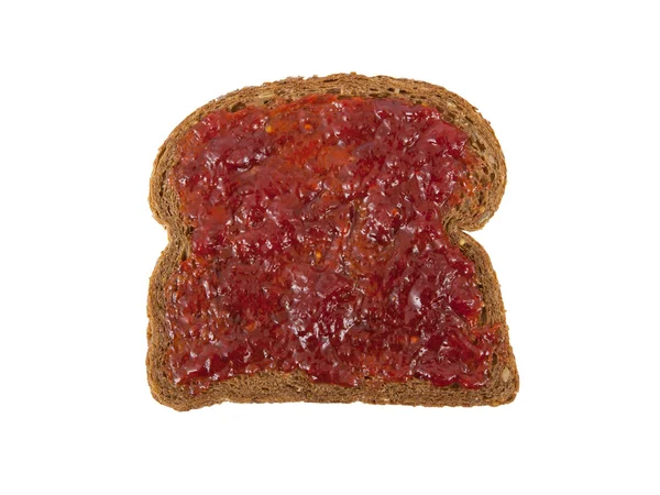 Scheibe braunes Brot mit Marmelade — Stockfoto