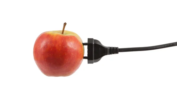 Power cable on apple — Stock Photo, Image