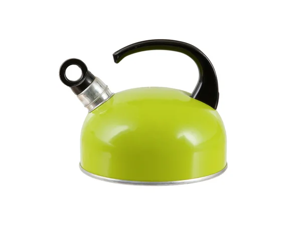 Green kettle isolated — Stock Photo, Image