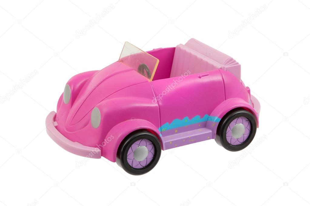 Old pink plastic toy car