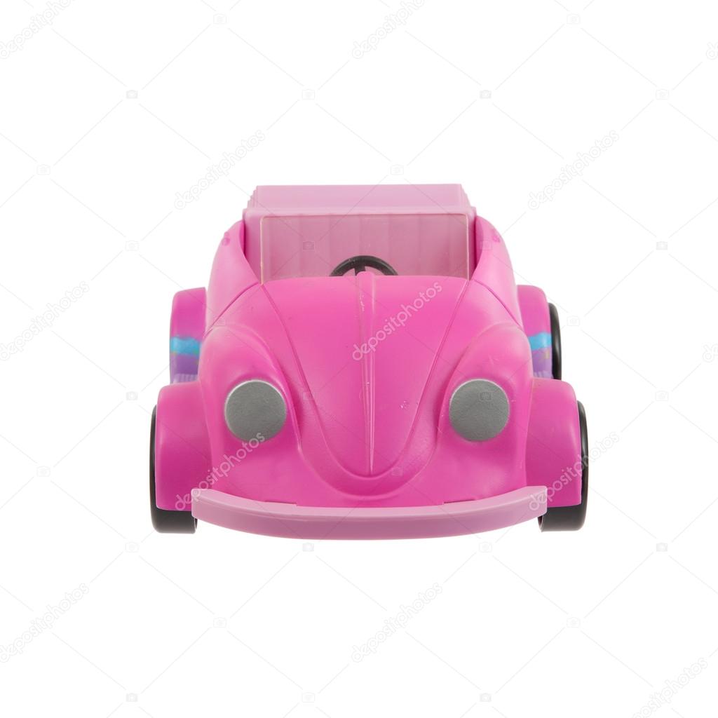 Old pink plastic toy car