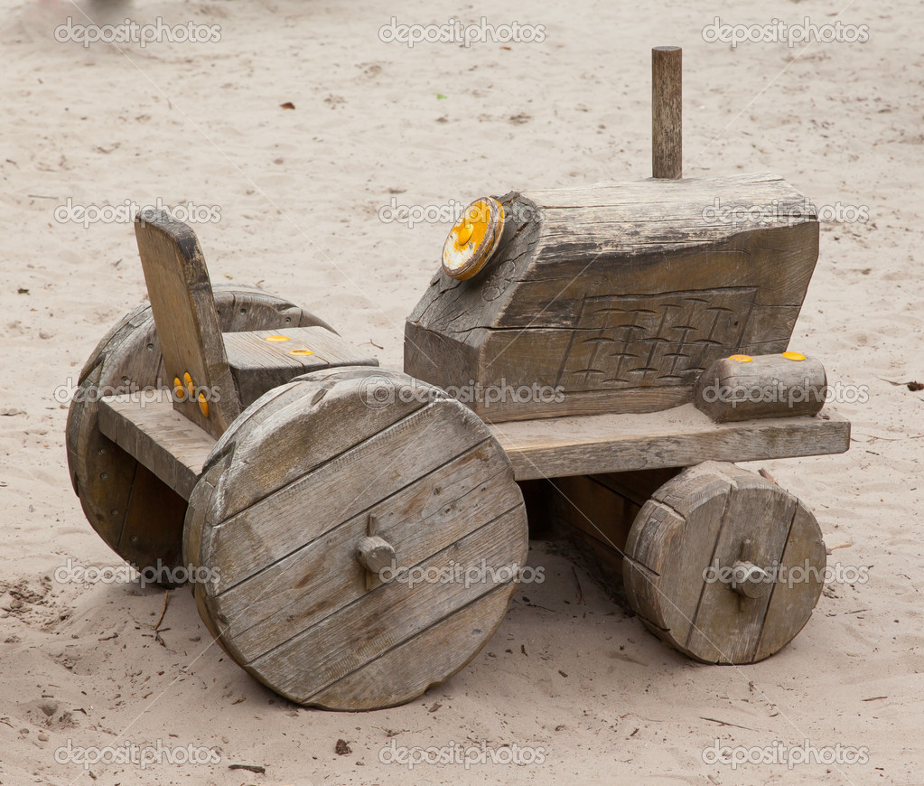 wooden toy tractor and trailer