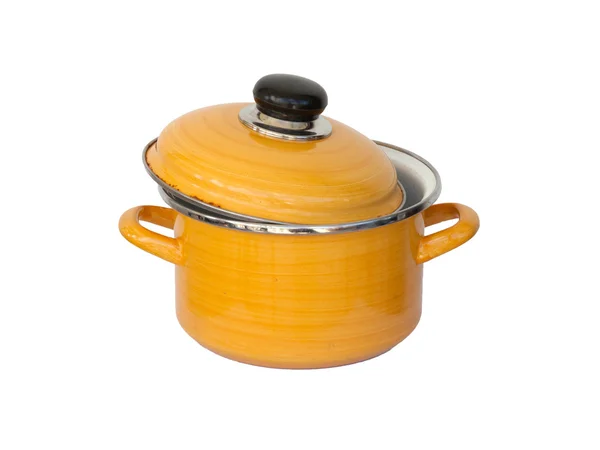 Old yellow metal cooking pot — Stock Photo, Image