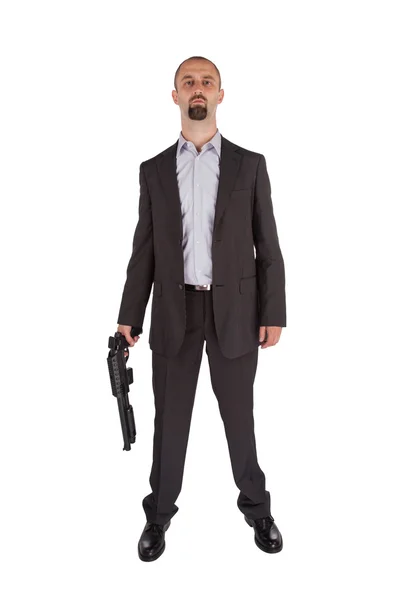Mafia man is holding a shotgun — Stock Photo, Image