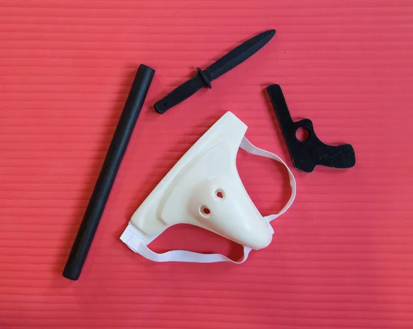 Groin protection and training weapons — Stock Image Groin protection and training weapons Stock Image