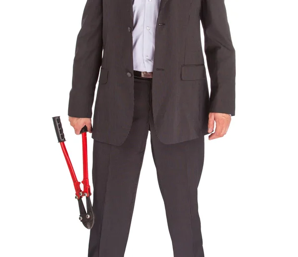 Concept of management - Boss with boltcutters — Stock Photo, Image