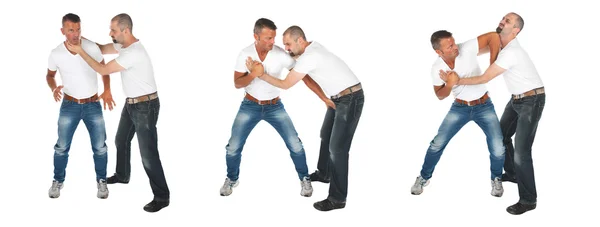 Man choking other man, series of selfdefense — Stock Photo, Image