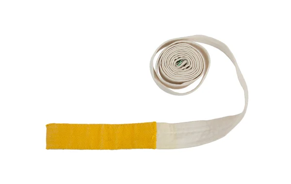 Cinturão branco e amarelo isolado — Fotografia de Stock