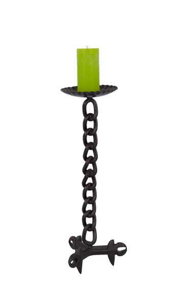 Tall candle holder, made from a chain — Stock Photo, Image