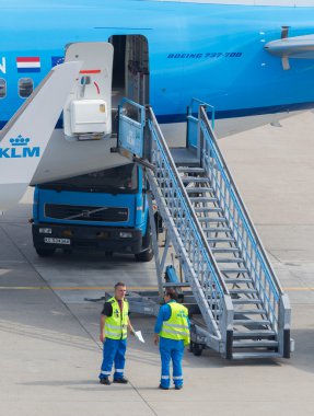 Amsterdam, Hollanda, 6 Eylül: bir çalışan klm hava Fransa ben