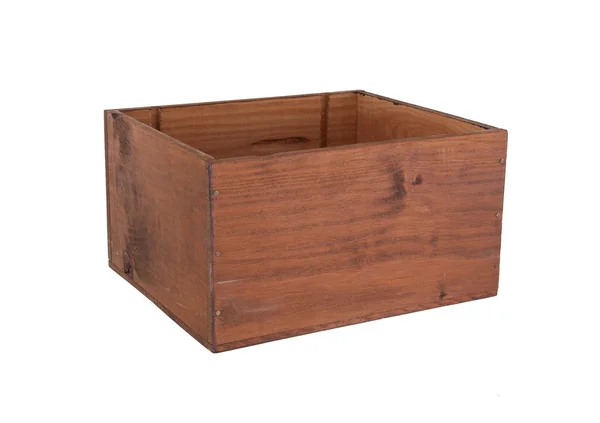 Caja de madera aislada sobre fondo blanco — Foto de Stock