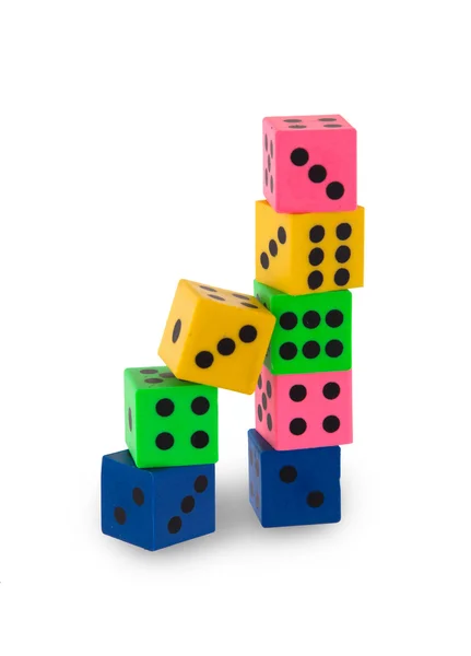 Åtta colorfull pensil suddgummin i form av dice — Stockfoto