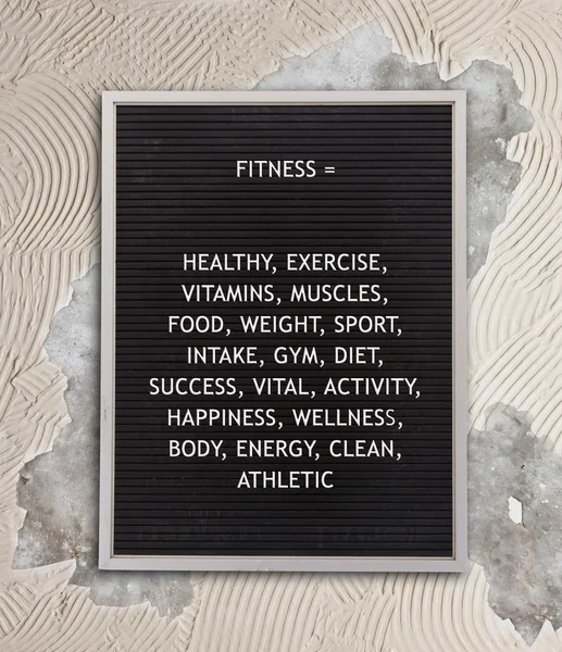 Fitness concept in plastic letters on very old menu board — Stock Photo, Image