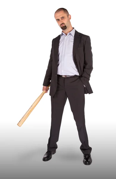 Angry looking man with bat — Stock Photo, Image