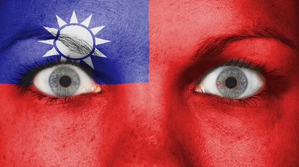 Close up of eyes with flag — Stock Photo, Image