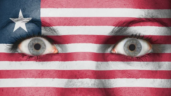 Close up of eyes with flag Stock Picture