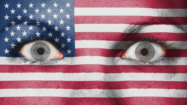 Close up of eyes with flag — Stock Photo, Image