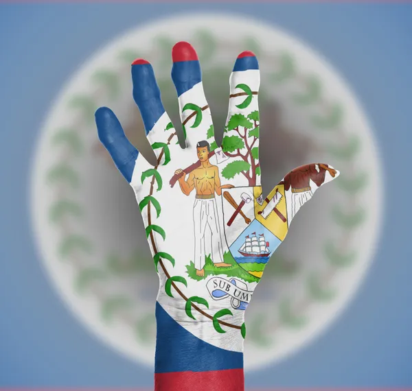 Palm of a woman hand, painted with flag — Stock Photo, Image