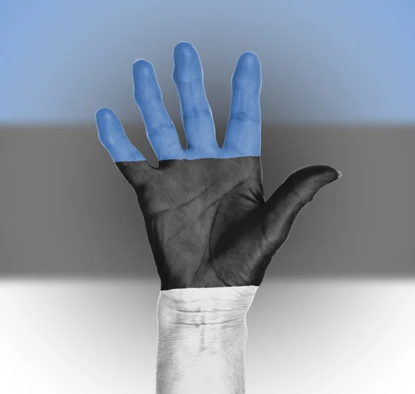 Tenyér-ból-a nő kezét, festett zászló — Stock Fotó