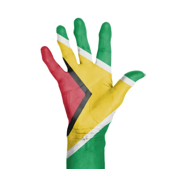 Palm van de hand van een vrouw, geschilderd met vlag — Stockfoto