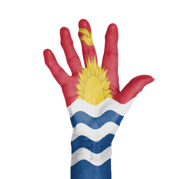 Palma de una mano de mujer, pintada con bandera —  Fotos de Stock