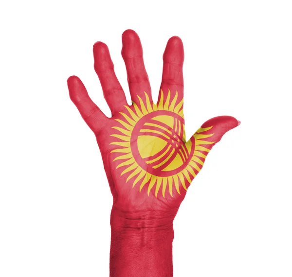 Palm van de hand van een vrouw, geschilderd met vlag — Stockfoto
