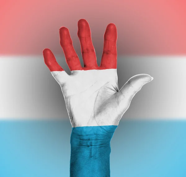 Dłoń kobiety, malowane z flagą — Zdjęcie stockowe