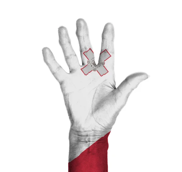 Palm of a woman hand, painted with flag — Stock Photo, Image