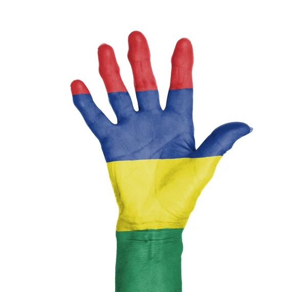 Telapak tangan seorang wanita, dicat dengan bendera — Stok Foto