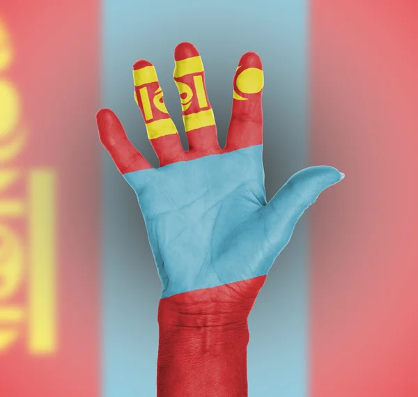 Ладонь женской руки, нарисованная флагом — стоковое фото